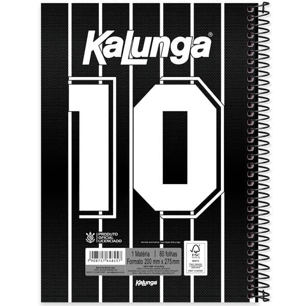 Caderno univ.capa dura 1x1 80fls Corinthians 2648457 Spiral Sccp PT 1 UN