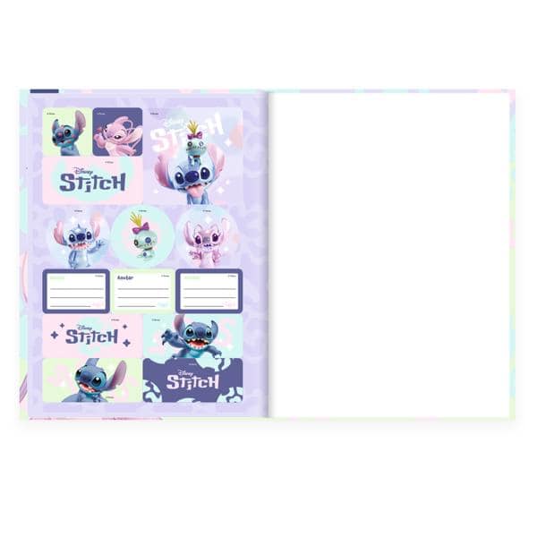 Caderno Universitário Capa Dura Costurado, 80 folhas, Stitch, 2640680, Spiral Ds - PT 1 UN