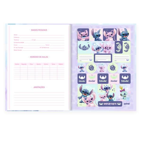 Caderno Univ.C.D. Costurado 80fls Stitch 2640697 Spiral Ds PT 1 UN
