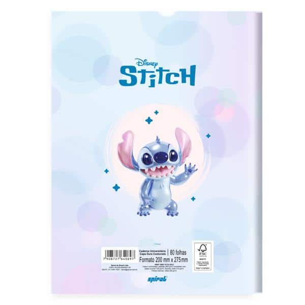 Caderno Univ.C.D. Costurado 80fls Stitch 2640697 Spiral Ds PT 1 UN