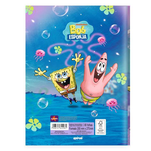 Caderno Universitário, Capa Dura Costurado, 80 folhas, Bob esponja, 2642981, Spiral Bob - PT 1 UN Caderno Universitário, Capa Dura Costurado, 80 folhas, Bob esponja, 2642981, Spiral Bob - PT 1 UN