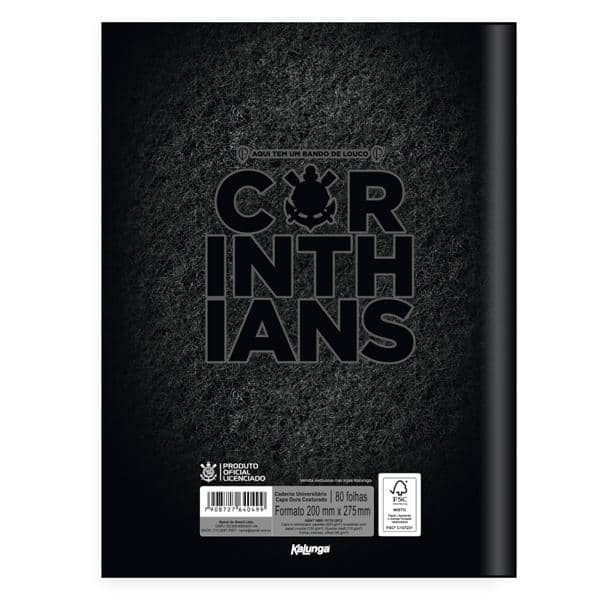 Caderno Universitário, Capa Dura Costurado, 80 folhas, Corinthians, 2640499, Spiral Sccp - PT 1 UN Caderno Universitário, Capa Dura Costurado, 80 folhas, Corinthians, 2640499, Spiral Sccp - PT 1 UN