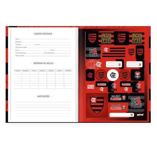 Caderno Universitário Capa Dura, Costurado, 80 folhas, Flamengo, 2640505, Spiral Fla - PT 1 UN Caderno Universitário Capa Dura, Costurado, 80 folhas, Flamengo, 2640505, Spiral Fla - PT 1 UN