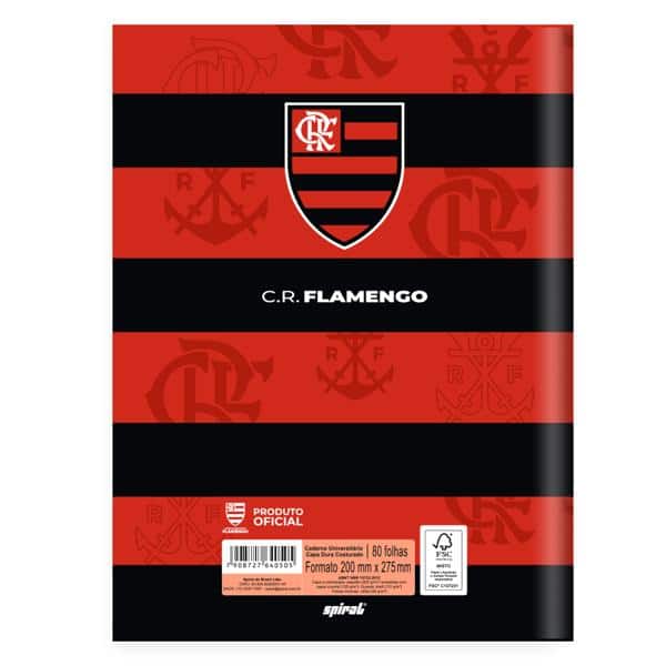 Caderno Universitário Capa Dura, Costurado, 80 folhas, Flamengo, 2640505, Spiral Fla - PT 1 UN Caderno Universitário Capa Dura, Costurado, 80 folhas, Flamengo, 2640505, Spiral Fla - PT 1 UN