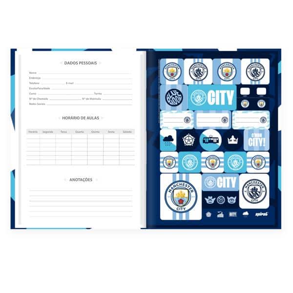 Caderno Univ.C.D. Costurado 80fls Manch. City 2640581 Spiral Mc PT 1 UN