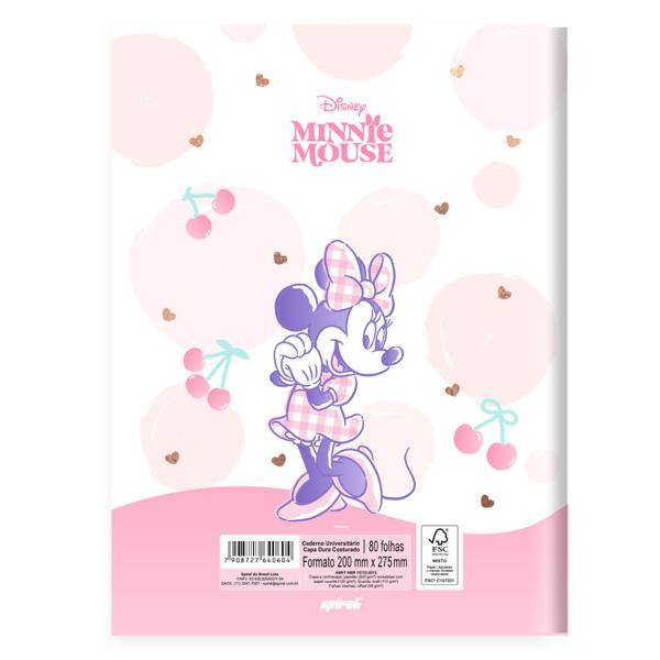 Caderno Universitário, Capa Dura Costurado, 80 folhas, Minnie Style, 2640604, Spiral Mis - PT 1 UN Caderno Universitário, Capa Dura Costurado, 80 folhas, Minnie Style, 2640604, Spiral Mis - PT 1 UN
