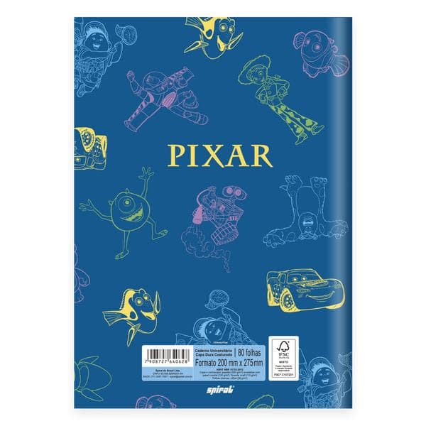 Caderno Universitário Capa Dura, Costurado, 80 folhas, Pixar, 2640628, Spiral Px - PT 1 UN Caderno Universitário Capa Dura, Costurado, 80 folhas, Pixar, 2640628, Spiral Px - PT 1 UN