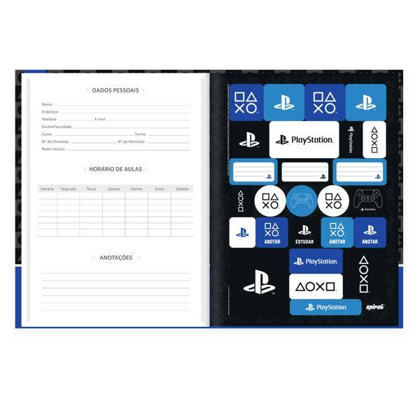 Caderno Universitário, Capa Dura Costurado, 80 folhas, Playstation, 2640642, Spiral Ps - PT 1 UN