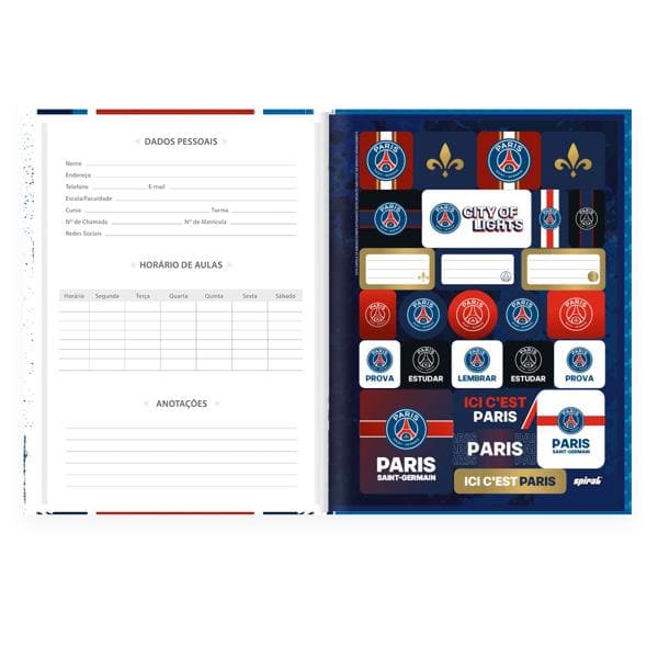 Caderno Universitário, Capa Dura Costurado, 80 folhas, PSG, 2644688, Spiral Psg - PT 1 UN Caderno Universitário, Capa Dura Costurado, 80 folhas, PSG, 2644688, Spiral Psg - PT 1 UN