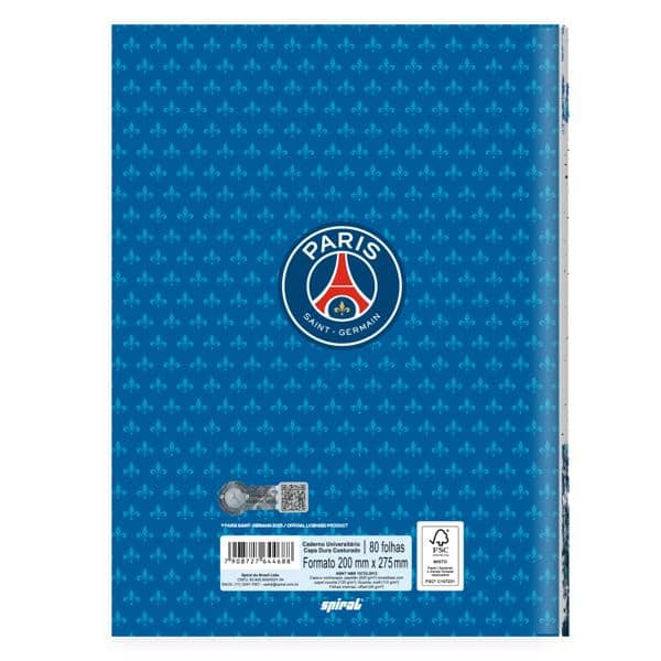 Caderno Universitário, Capa Dura Costurado, 80 folhas, PSG, 2644688, Spiral Psg - PT 1 UN Caderno Universitário, Capa Dura Costurado, 80 folhas, PSG, 2644688, Spiral Psg - PT 1 UN