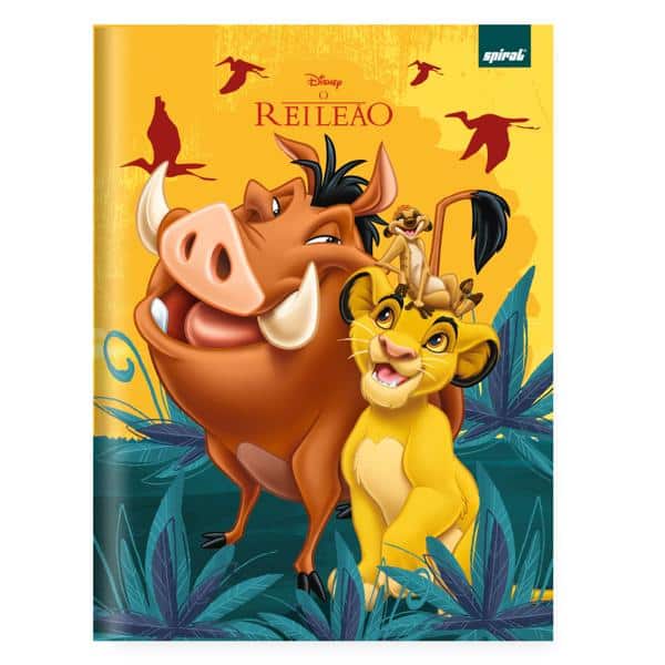 Caderno Universitário, Capa Dura Costurado, 80 folhas, Rei Leão, 2643049, Spiral Rei - PT 1 UN