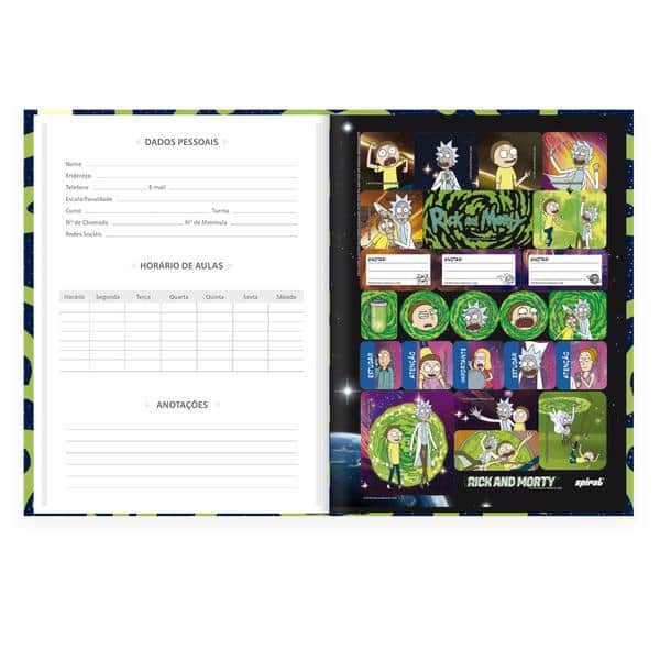Caderno Univ.C.D. Costurado 80fls Rick&Morty 2640659 Spiral Rem PT 1 UN Caderno Univ.C.D. Costurado 80fls Rick&Morty 2640659 Spiral Rem PT 1 UN