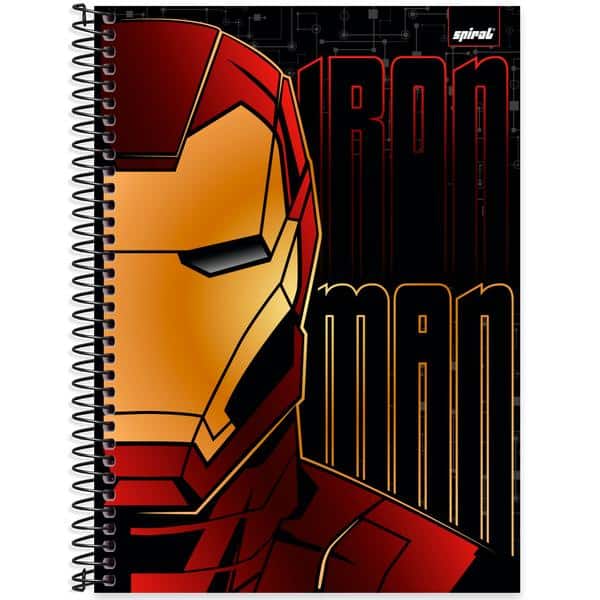 Caderno Universitário Capa Dura, 1 x 1, 80 Folhas, Avnegers, Homem de ferro, 2645036, Spiral Av - PT 1 UN