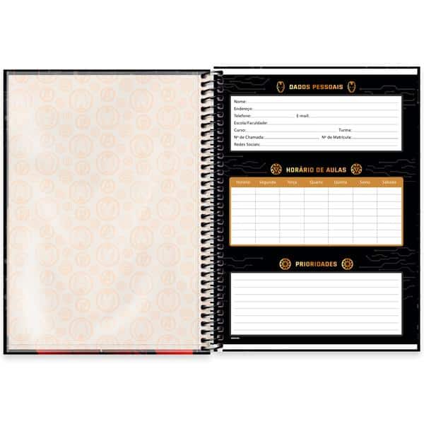 Caderno Universitário Capa Dura, 1 x 1, 80 Folhas, Avnegers, Homem de ferro, 2645036, Spiral Av - PT 1 UN