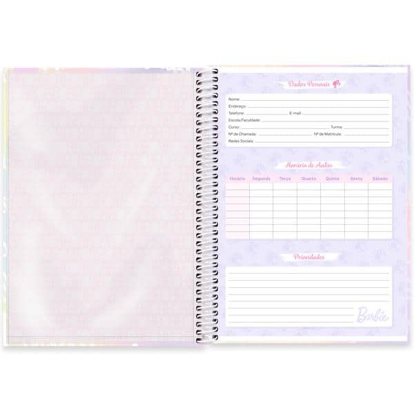 Caderno Universitário Capa Dura, 1 x 1, 80 folhas, Barbie, 2645043, Spiral Brb - PT 1 UN Caderno Universitário Capa Dura, 1 x 1, 80 folhas, Barbie, 2645043, Spiral Brb - PT 1 UN