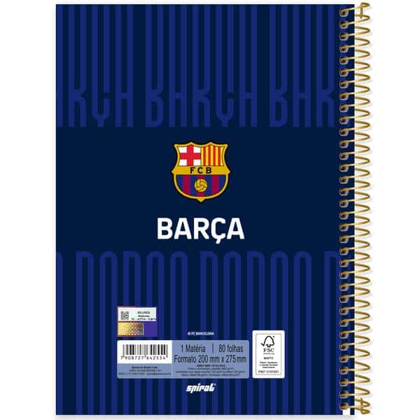 Caderno univ.capa dura 1x1 80fls Barcelona 2642554 Spiral Bc PT 1 UN Caderno univ.capa dura 1x1 80fls Barcelona 2642554 Spiral Bc PT 1 UN