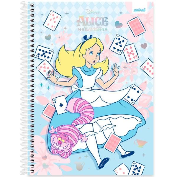 Caderno Universitário Capa Dura, 1 x 1, 80 Folhas, Disney Clássicos, Alice, 2642615, Spiral Cld - PT 1 UN