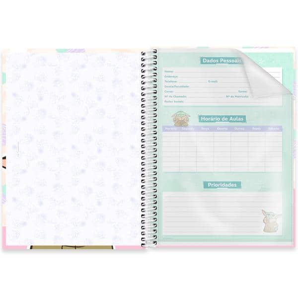 Caderno Universitário Capa Dura, 1 x 1, 80 folhas, Grogu, Star Wars, 2642622, Spiral Gro - PT 1 UN