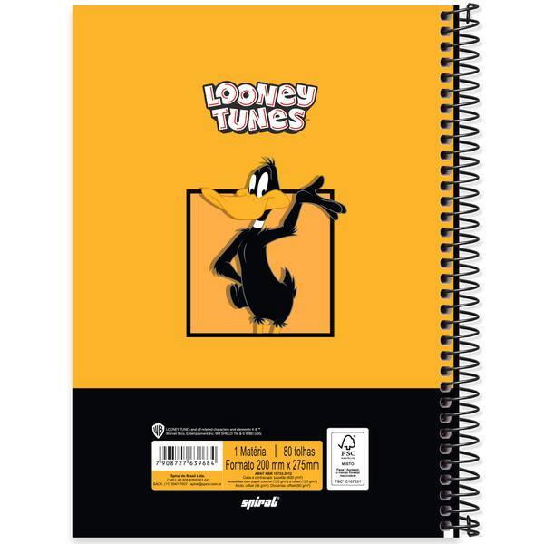 Caderno Universitário Capa Dura, 1 x 1, 80 Folhas, Looney Tunes, Patolino, 2639684, Spiral Lt - PT 1 UN Caderno Universitário Capa Dura, 1 x 1, 80 Folhas, Looney Tunes, Patolino, 2639684, Spiral Lt - PT 1 UN