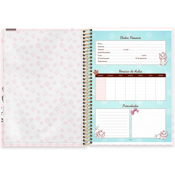 Caderno Universitário Capa Dura, 1 x 1, 80 Folhas, Marie, 2642646, Spiral Mar - PT 1 UN