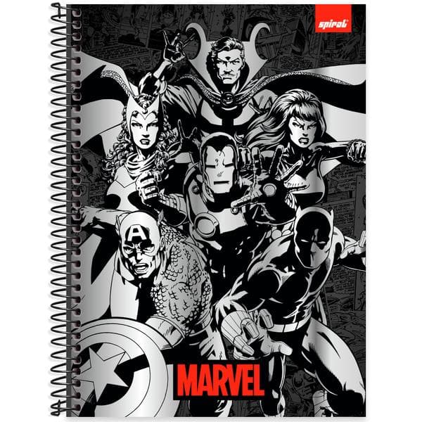 Caderno Universitário Capa Dura, 1 x 1, 80 Folhas, Marvel Comics, 2645081, Spiral Mv - PT 1 UN