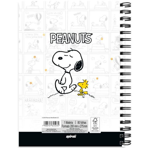 Caderno univ.capa dura 1x1 80fls Snoopy Prem. 2645234 Spiral Sno PT 1 UN