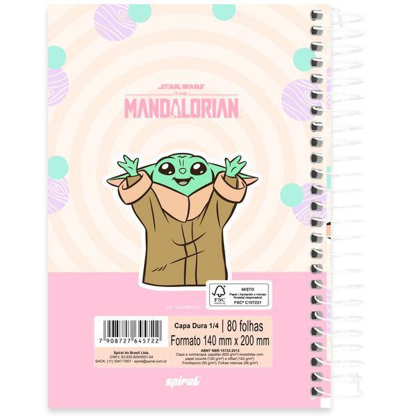 Caderno 1/4 espiral capa dura 80fls Grogu 2645722 Spiral Gro PT 1 UN