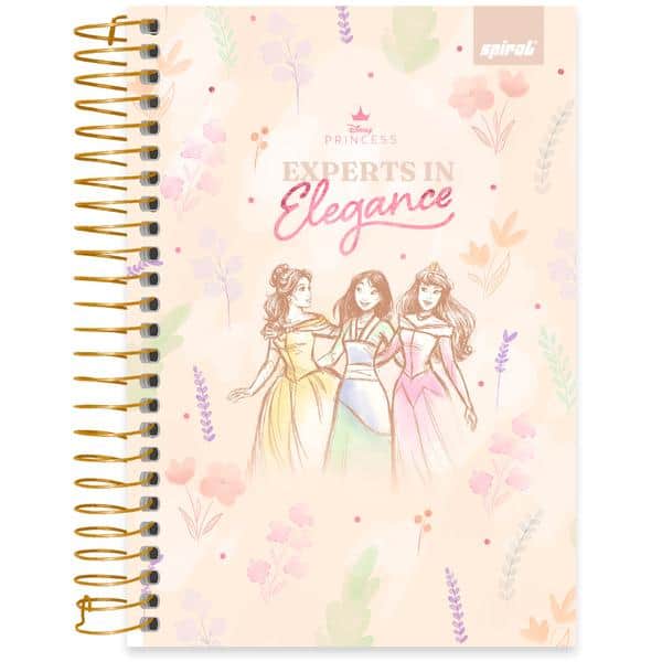 Caderno 1/4 espiral capa dura 80fls Princesas 2645739 Spiral Pn PT 1 UN
