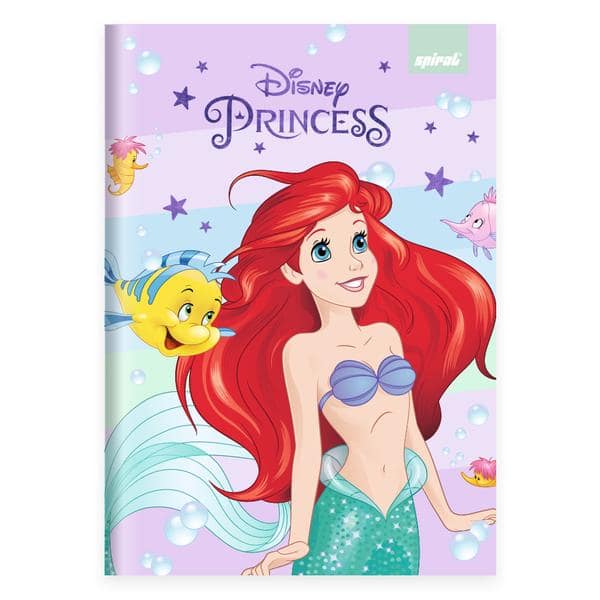Caderno 1/4, Capa dura, costurado, 80 folhas, Princesas, A pequena sereia, 2645678, Spiral Pn - PT 1 UN Caderno 1/4, Capa dura, costurado, 80 folhas, Princesas, A pequena sereia, 2645678, Spiral Pn - PT 1 UN