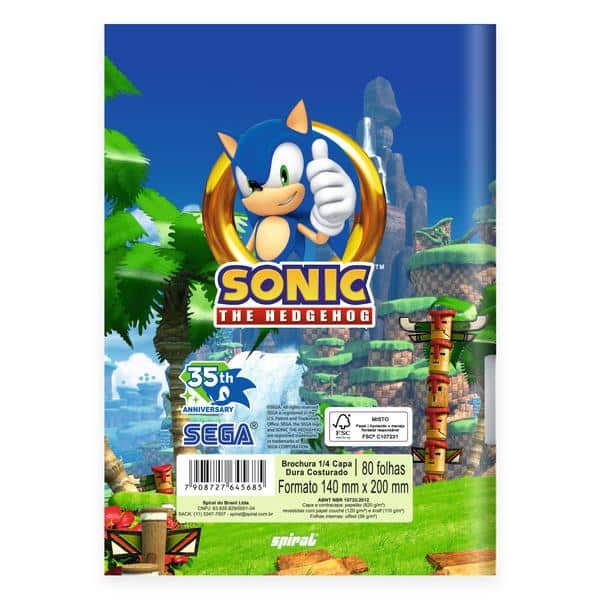 Caderno 1/4, Capa Dura, Costurado, Sonic, 80 folhas, 2645685, Spiral Snc - PT 1 UN