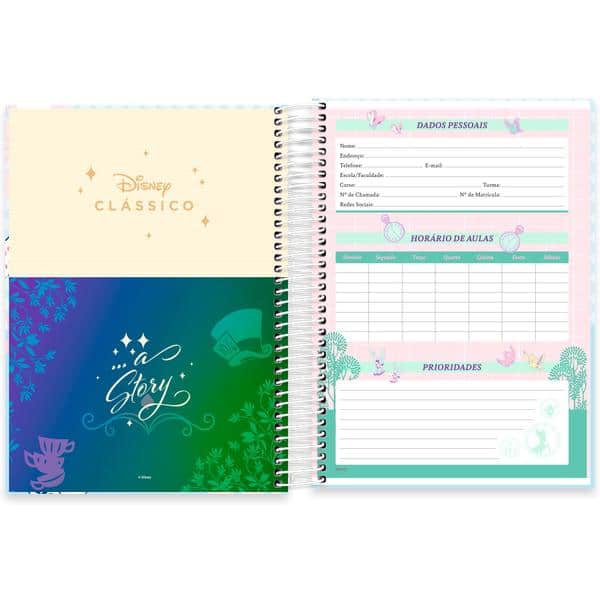 Caderno Universitário Capa Dura, 10 x 1, 160 Folhas, Disney Clássico, Alice no país das maravilhas, 2642752, Spiral Cld - PT 1 UN Caderno Universitário Capa Dura, 10 x 1, 160 Folhas, Disney Clássico, Alice no país das maravilhas, 2642752, Spiral Cld - PT 1 UN