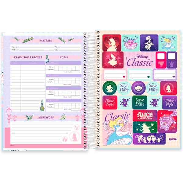 Caderno Universitário Capa Dura, 10 x 1, 160 Folhas, Disney Clássico, Alice no país das maravilhas, 2642752, Spiral Cld - PT 1 UN Caderno Universitário Capa Dura, 10 x 1, 160 Folhas, Disney Clássico, Alice no país das maravilhas, 2642752, Spiral Cld - PT 1 UN