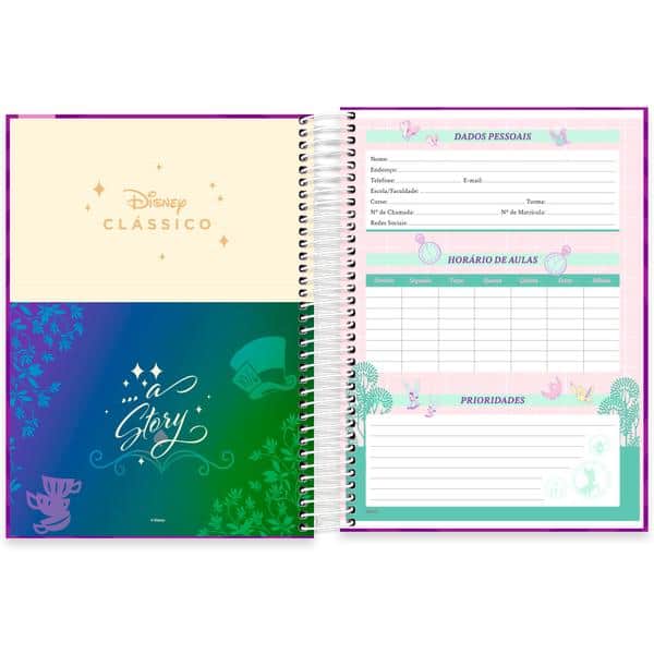 Caderno Universitário Capa Dura, 10 x 1, 160 Folhas, Disney Clássico, Alice no país das maravilhas, 2645159, Spiral Cld - PT 1 UN Caderno Universitário Capa Dura, 10 x 1, 160 Folhas, Disney Clássico, Alice no país das maravilhas, 2645159, Spiral Cld - PT 1 UN