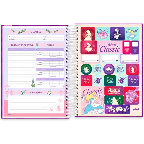 Caderno Universitário Capa Dura, 10 x 1, 160 Folhas, Disney Clássico, Alice no país das maravilhas, 2645159, Spiral Cld - PT 1 UN Caderno Universitário Capa Dura, 10 x 1, 160 Folhas, Disney Clássico, Alice no país das maravilhas, 2645159, Spiral Cld - PT 1 UN