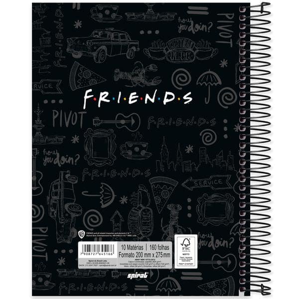 Caderno Universitário Capa Dura, 10 x 1, 160 Folhas, Friends, 2645166, Spiral Frd - PT 1 UN Caderno Universitário Capa Dura, 10 x 1, 160 Folhas, Friends, 2645166, Spiral Frd - PT 1 UN