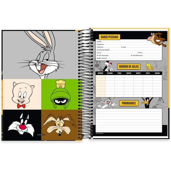 Caderno univ.capa dura 10x1 160fls L. Tunes 2640031 Spiral Lt PT 1 UN Caderno univ.capa dura 10x1 160fls L. Tunes 2640031 Spiral Lt PT 1 UN