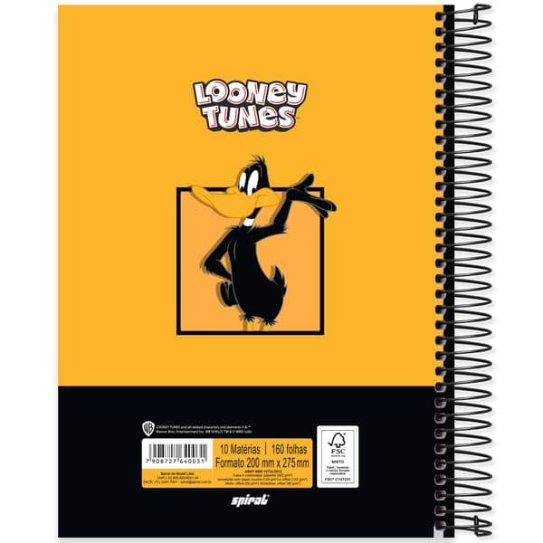 Caderno univ.capa dura 10x1 160fls L. Tunes 2640031 Spiral Lt PT 1 UN Caderno univ.capa dura 10x1 160fls L. Tunes 2640031 Spiral Lt PT 1 UN