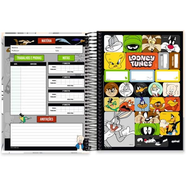 Caderno univ.capa dura 10x1 160fls L. Tunes 2645173 Spiral Lt PT 1 UN Caderno univ.capa dura 10x1 160fls L. Tunes 2645173 Spiral Lt PT 1 UN