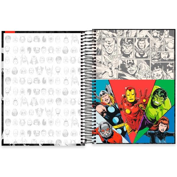 Caderno Universitário Capa Dura, 10 x 1, 160 Folhas, Marvel Comics, 2645180, Spiral Mv - PT 1 UN
