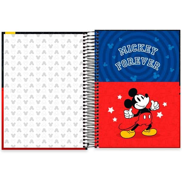 Caderno Universitário, Capa Dura, 10 x 1, 160 Folhas, Mickey Mouse Clássico, 2642783, Spiral Mk - PT 1 UN