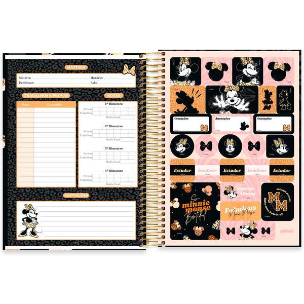 Universitário Capa Dura, 10 x 1, 160 Folhas, Minnie Clássica, 2645197, Spiral Mn - PT 1 UN