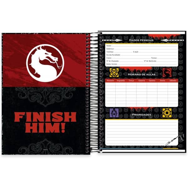 Caderno Universitário Capa Dura, 10 x 1, 160 folhas, Mortal Kombat, 2642790, Spiral Mtk - PT 1 UN Caderno Universitário Capa Dura, 10 x 1, 160 folhas, Mortal Kombat, 2642790, Spiral Mtk - PT 1 UN