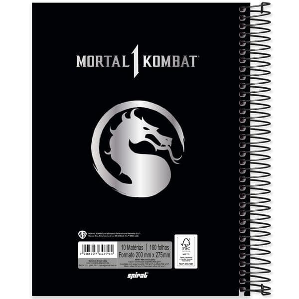 Caderno Universitário Capa Dura, 10 x 1, 160 folhas, Mortal Kombat, 2642790, Spiral Mtk - PT 1 UN Caderno Universitário Capa Dura, 10 x 1, 160 folhas, Mortal Kombat, 2642790, Spiral Mtk - PT 1 UN