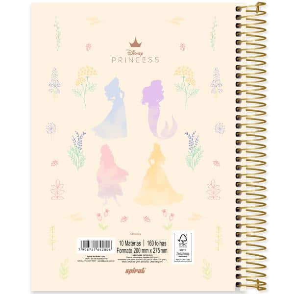 Caderno univ.capa dura 10x1 160fls Princesas 2642806 Spiral Pn PT 1 UN