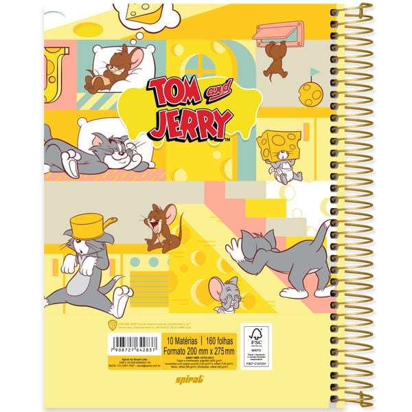 Caderno Universitário Capa Dura, 10 x 1, 160 Folhas, Tom & Jerry, 2642837, Spiral T&J - PT 1 UN Caderno Universitário Capa Dura, 10 x 1, 160 Folhas, Tom & Jerry, 2642837, Spiral T&J - PT 1 UN