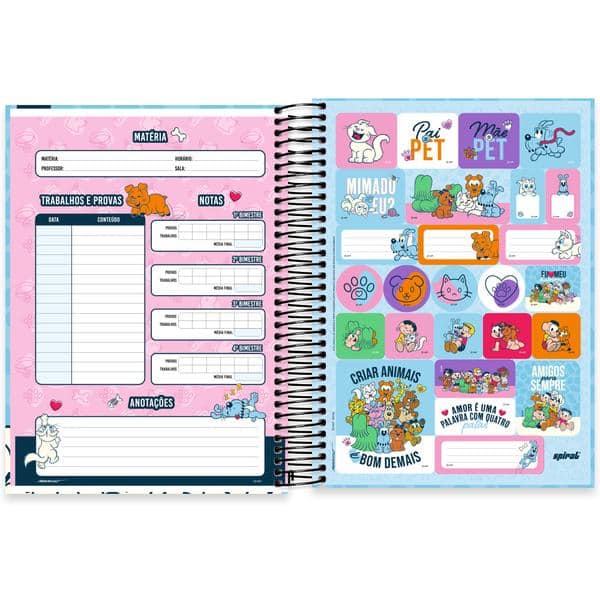 Universitário Capa Dura, 10 x 1, 160 Folhas, Turma da Mônica Pets, Bidu, 2640215, Tdp - PT 1 UN