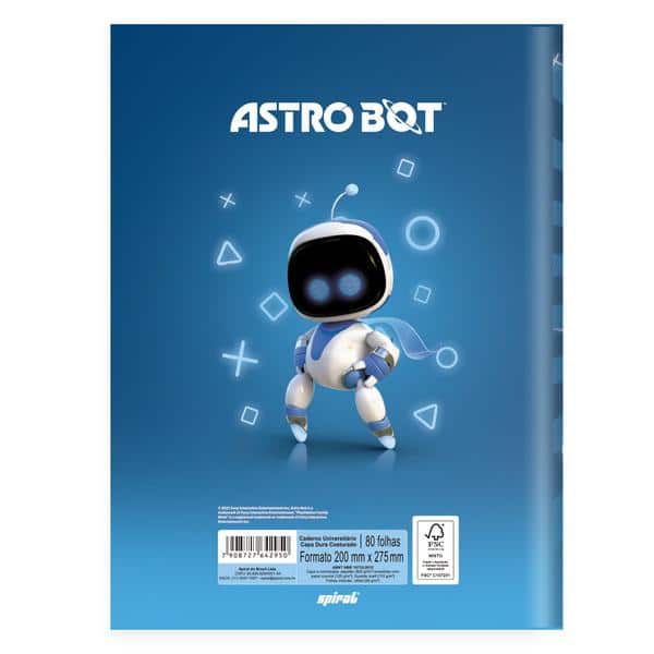 Caderno Universitário Capa Dura, Costurado, 80 folhas, Astro Bot, 2642950, Spiral Abt - PT 1 UN