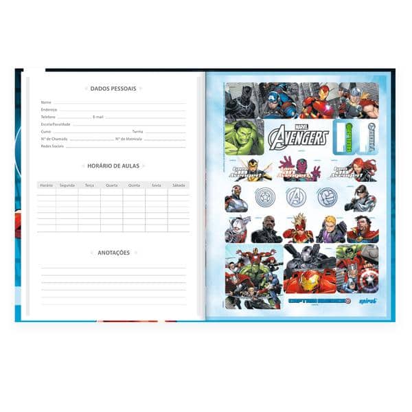 Caderno Universitário, Capa Dura Costurado, 80 folhas, Avengers, 2645265, Spiral Av - PT 1 UN Caderno Universitário, Capa Dura Costurado, 80 folhas, Avengers, 2645265, Spiral Av - PT 1 UN
