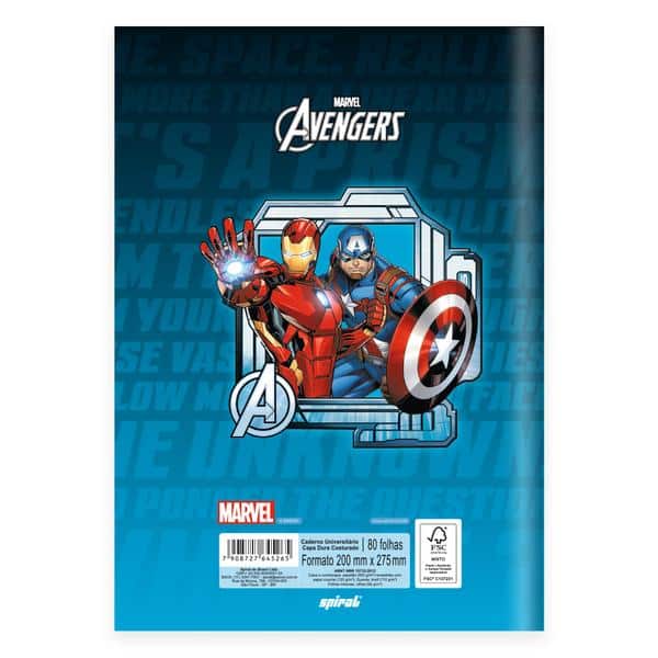 Caderno Universitário, Capa Dura Costurado, 80 folhas, Avengers, 2645265, Spiral Av - PT 1 UN Caderno Universitário, Capa Dura Costurado, 80 folhas, Avengers, 2645265, Spiral Av - PT 1 UN