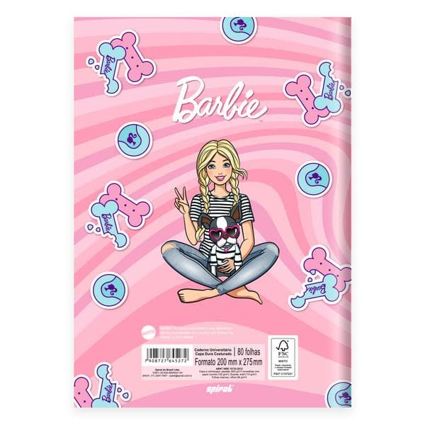 Caderno Univ.C.D. Costurado 80fls Barbie 2645272 Spiral Brb PT 1 UN